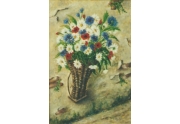 Gerla con fiori di campo - olio su tela 30 x 40