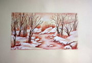Paessaggio innevato - sanguigna su carta