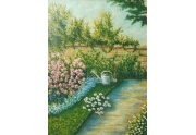 Angolo di giardino - olio su cartone telato 35 x 45