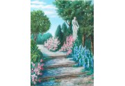 Giardino con statua - Olio su tela 35 x 45