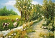 Paesaggio con pastura - Olio su tela 50 x 40